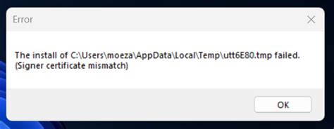 utorrent signer certificate mismatch|The install of Temp\utt6E80.tmp failed. (Signer certificate .
